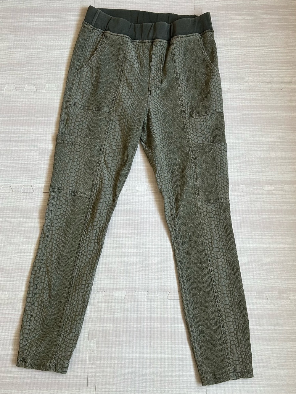 XCVI Women's Green Gamlin Textured Jacquard Cargo Skinny Leggings. XS
